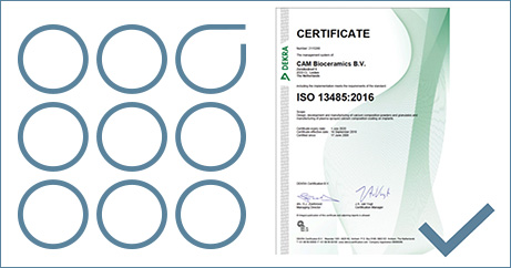 CAM Bioceramics is proud to announce that we have successfully passed the surveillance audit for compliance of our Quality Management System to ISO 13485:2016 for Medical Devices.